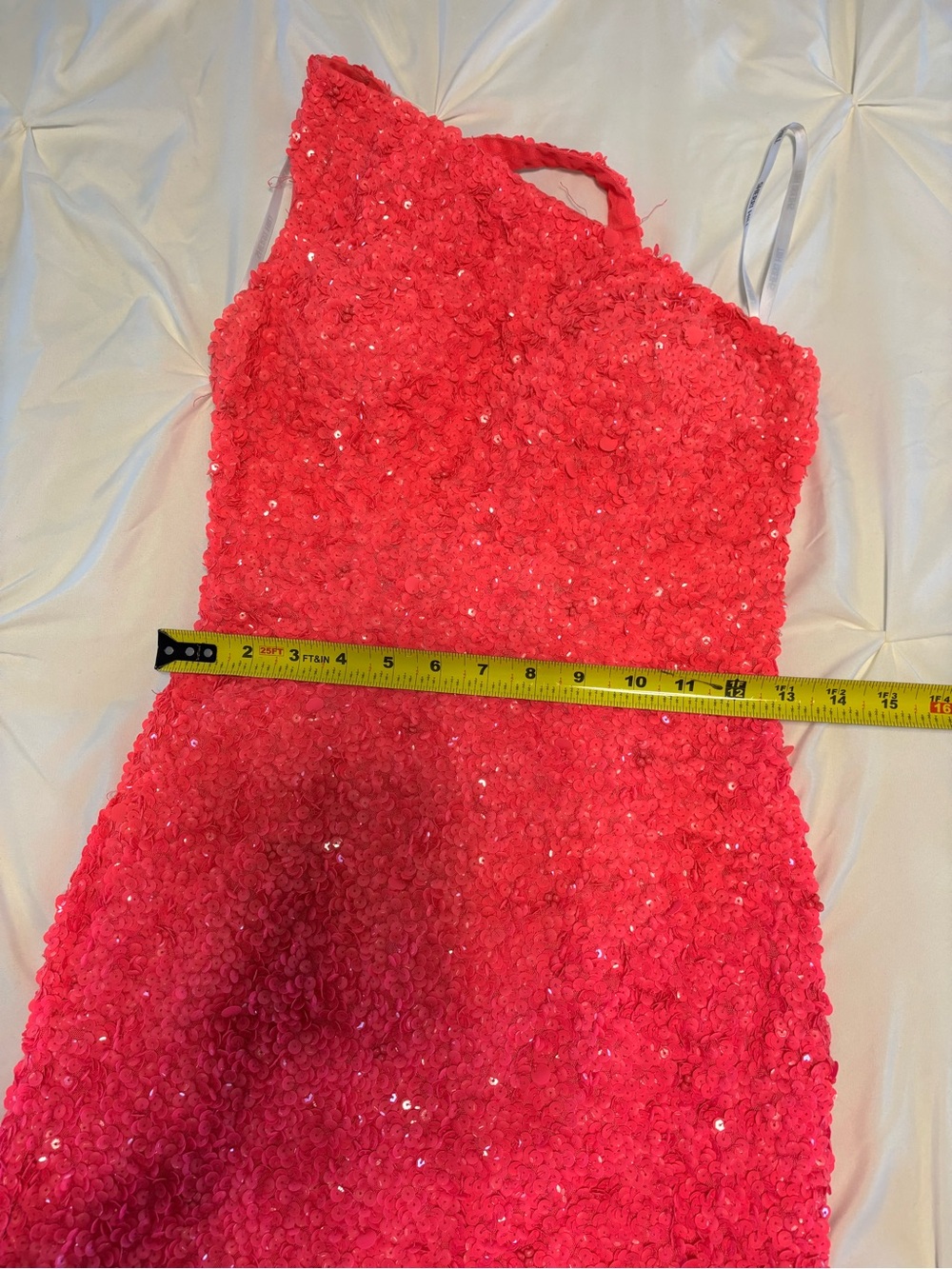 Sherri Hill Neon Pink One-Shoulder Dress - Picture 11 of 13